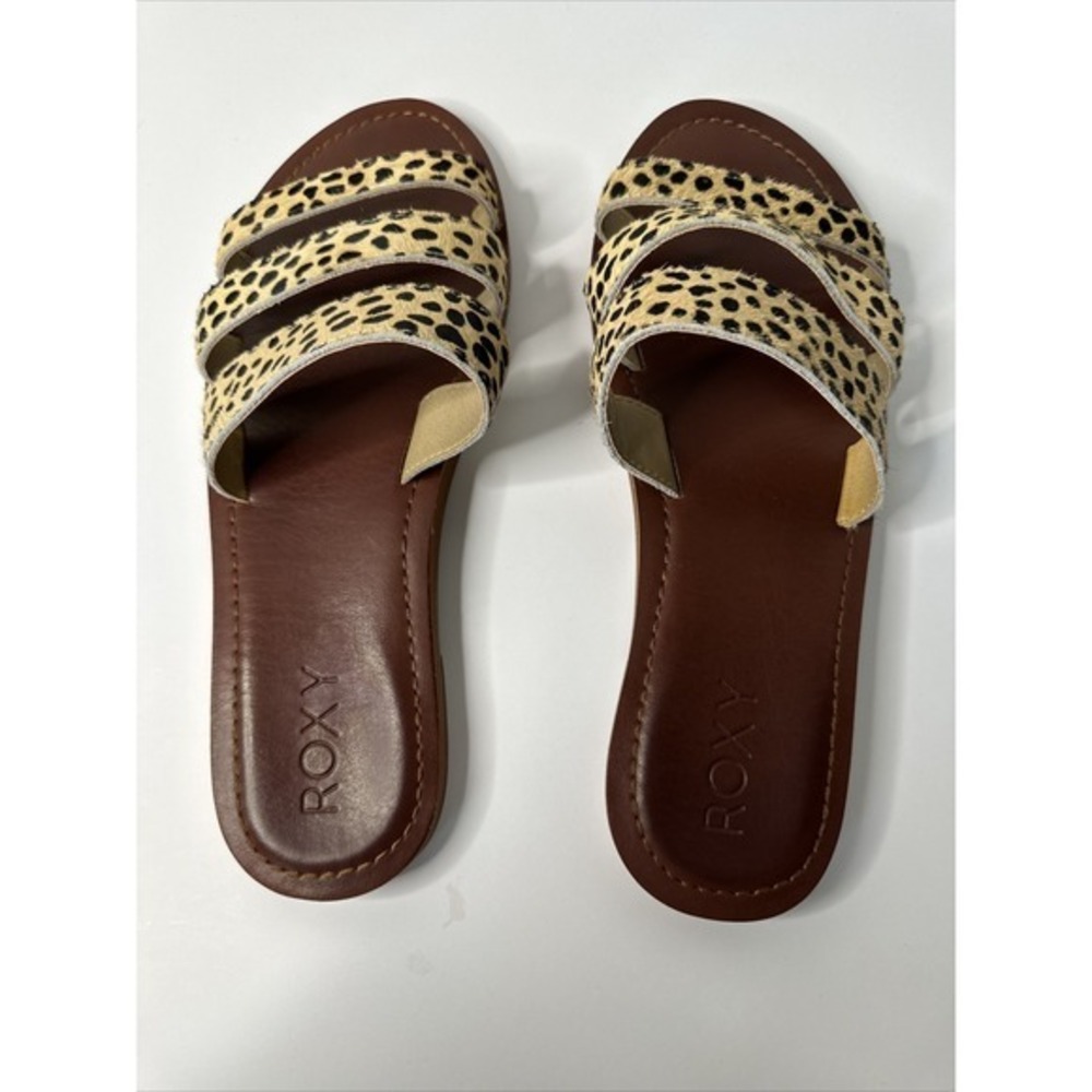 Roxy Women's Wyld Rose Leather Sandals CD4 Cheetah Print Size US 7. Very Good. - Picture 10 of 11